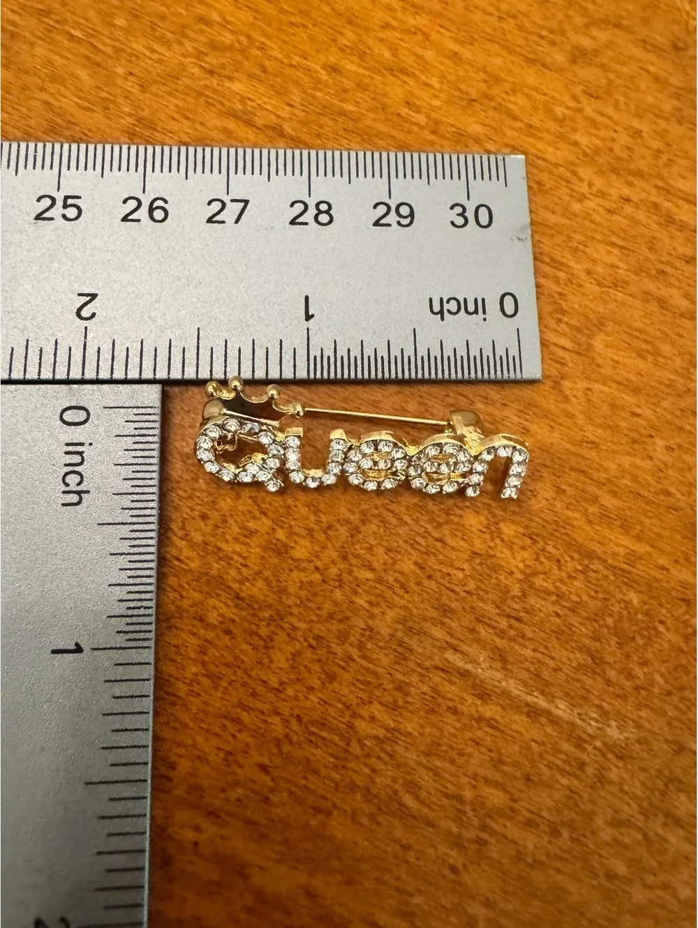 Rhinestone Queen Brooch Pin with Crown Accent 312